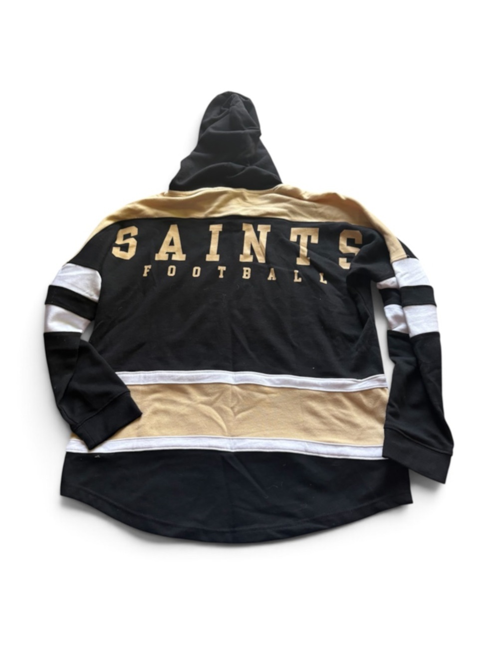 New Orleans Saints Spirit Sweatshirt Large Black Gold Hooded Long Sleeve